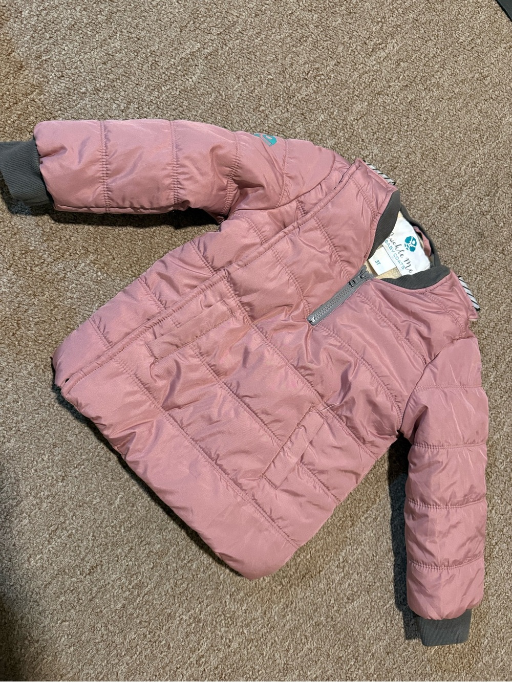 Buckle Me kids carseat safe Pink Quilted Pullover Jacket